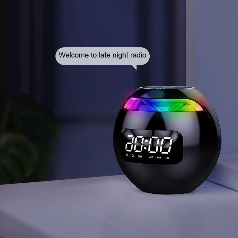 Multifunctional 5W Bass Bluetooth 5.0 Wireless Speaker with Clock Alarm Colorful LED Display FM Radio