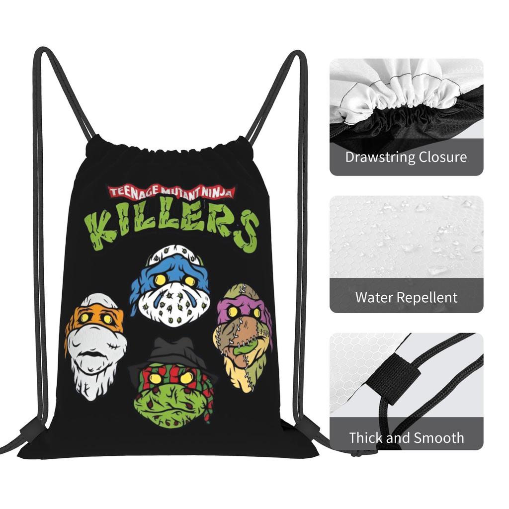 Custom Ninjas Turtles Drawstring Bags Men Women Portable Sports Gym Sackpack Superhero Training Backpacks