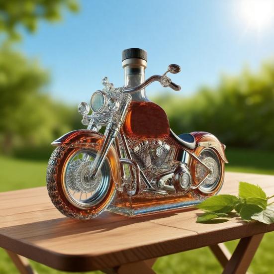 Motocyklová skleněná karafa na whisky Design motocyklu Láhev na víno Dekorativní láhev na whisky pro milovníky motocyklů Barový stůl Kuchyňské použití