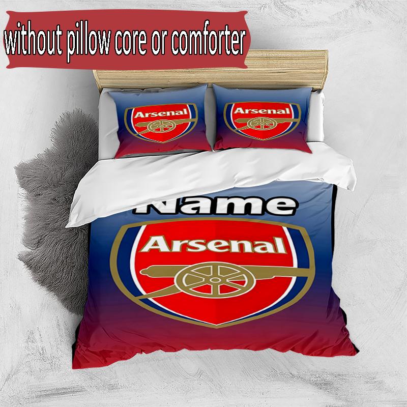 3pcs Duvet Cover Set (1*Duvet Cover + 2*Pillowcase, Without Core), Custom Name football team F.C Pattern Bedding Set, Home Bedroom Decor Gift