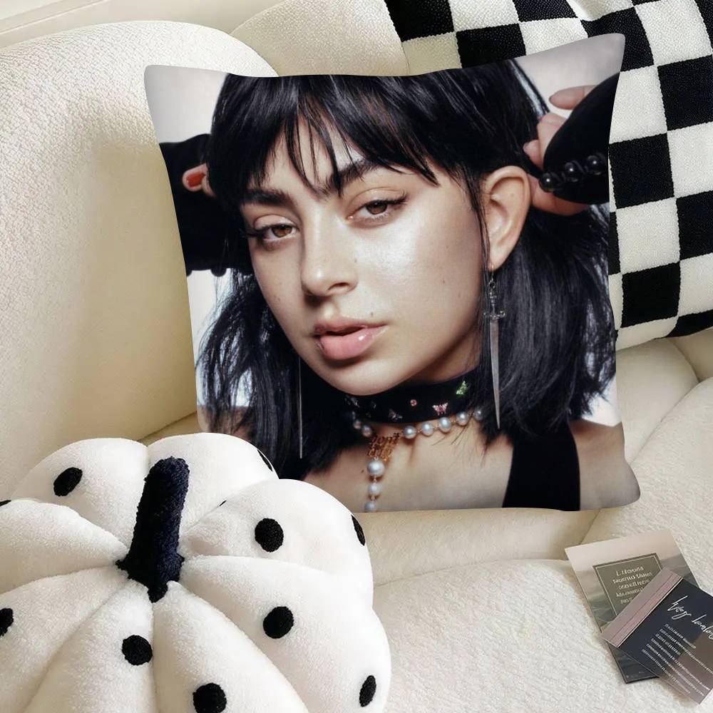 Singer Charli Xcx Pillow Case Fashion Square Pillowcase Bedroom Sofa Room Ins Decoration Leisure