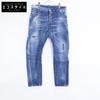 S74LB0823 TIDY BIKER JEAN/Tidy Biker Jean Blue Button Fly Painted Damaged Denim Pants Bottoms 46 blueUsed