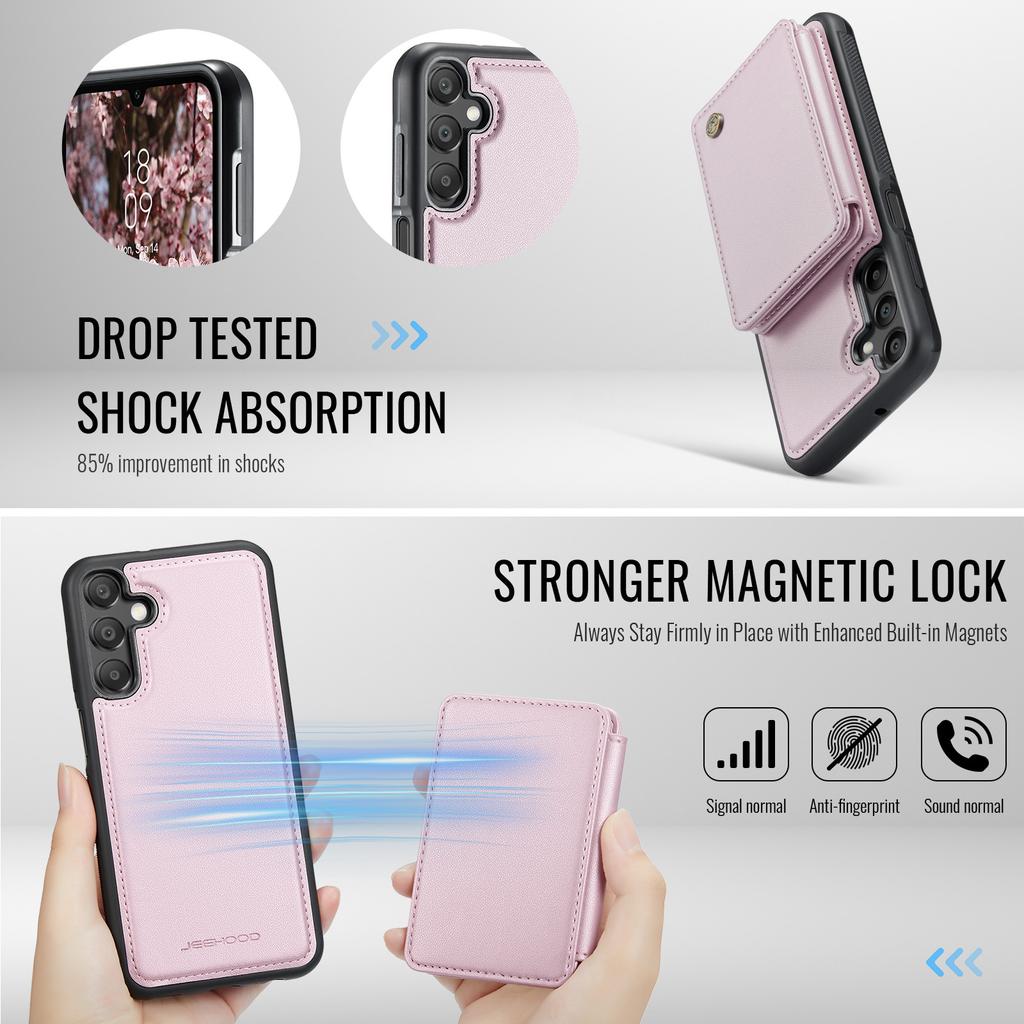 Applicable to Apple Samsung A16 mobile phone case S24FE magnetic suction split card bag brush A55 can be inserted into the card anti-drop leather case