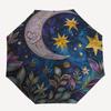 Starry Night Moon and Stars Decorative PlateUmbrella with Cute Design, Portable 3-Fold Compact Umbrella for Men & Women, Valentine's Day Mother's Day
