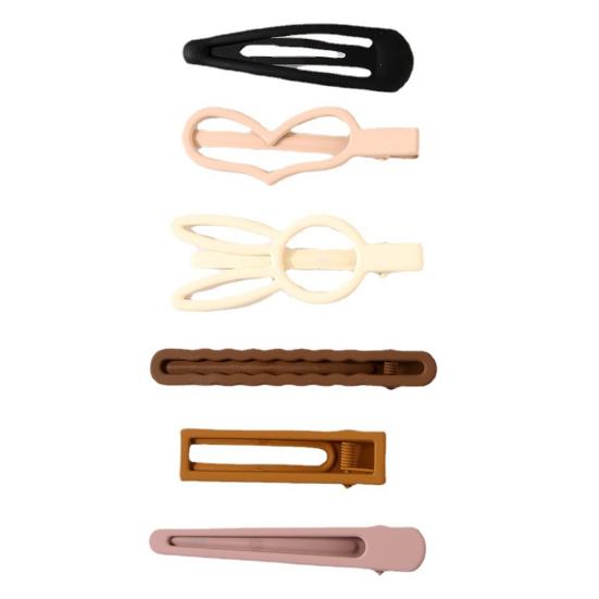 6 szt./zestaw Wsuwki do włosów dla dziewczynki Królicze uszy Serce Kształt geometryczny Klipsy do włosów Metalowe ażurowe Wsuwki Klipsy boczne Akcesoria do włosów na imprezę