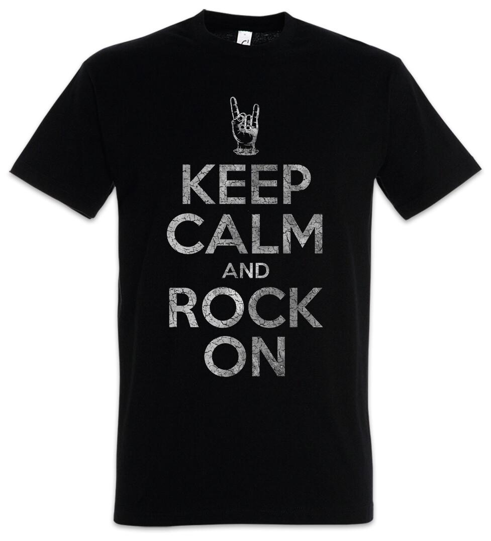 Keep Calm And Rock On T-Shirt Mens Womens Tees Top Hard Sign Hand Symbol Logo Fun Music Devil horns M