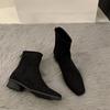 Damenschuhe  Hochwertige Mid-Calf Damenstiefel Mode Reißverschluss hinten Moderne Stiefel Damen  Einfarbige Schuhe für Damen