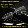 Titanium Alloy Progressive Multifocal Reading Glasses Men Blue Light Blocking Presbyopic Glasses Women Hyperopia Eyewear