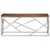 Coffee Table In Silver Stainless Steel and Solid Wood