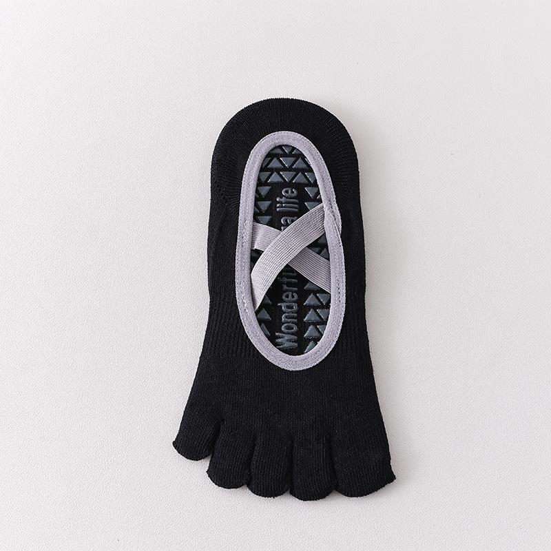 Female Summer Professional Indoor Fitness Exercise Yoga Pilates Cotton Non Slip Shock Absorption Five Finger Socks
