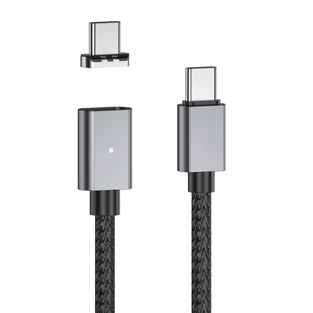 Dual-Head Type-C 100W Magnetic Data Cable for Fast Charging Phones & Laptops