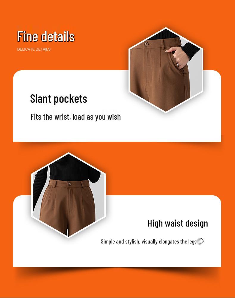 New Wool Tencel High-Waist Straight Pants - Slimming and Versatile Loose Fit, Narrow or Wide Leg Options