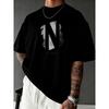 Europäische Größen Herren Streetwear T-Shirts Street Print N Logo mit Globus Und Text Atmungsaktiv Täglich & Reise Urlaub Hip Hop Lässiges T-Shirt