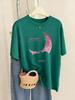 Beautiful Moonlight Prints T-Shirts Women Summer Comfortable Short Sleeve Tops Soft Loose T Shirt Basics O-Neck Womans Clothes