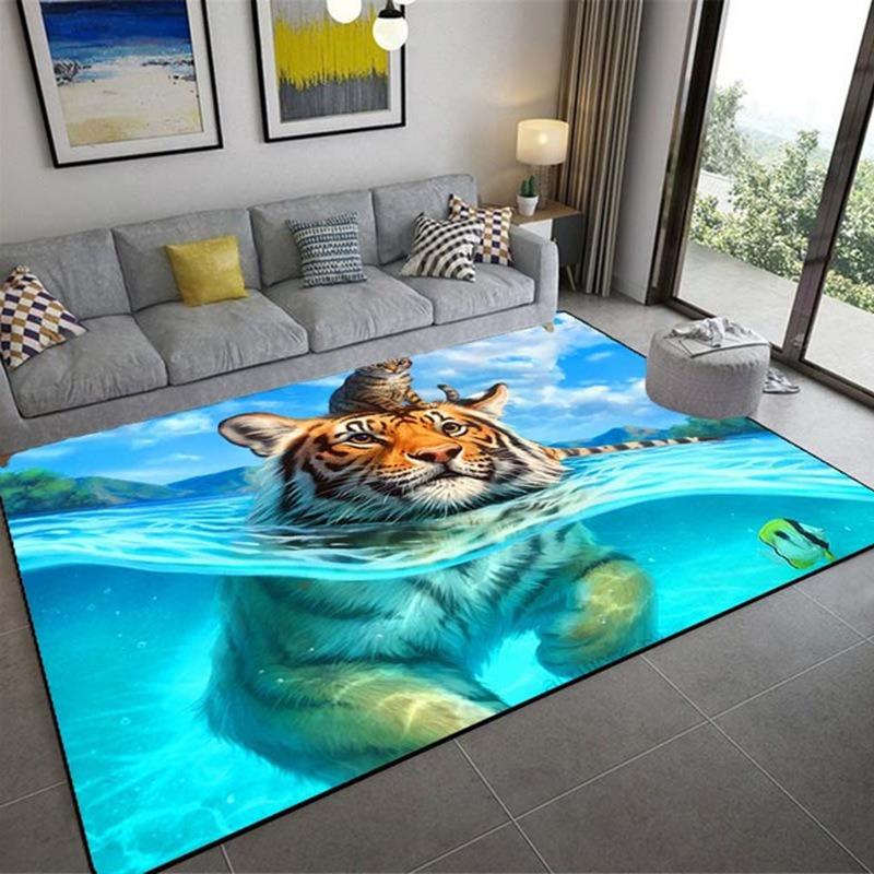 Creative Tiger Printing Large Area Rug Design Non-Slip Carpet for Living Room Bedroom Soft Floor Mat Home Decor Very Beautiful