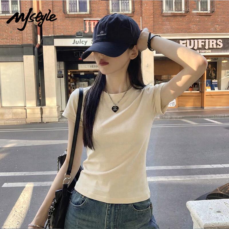 MJ STYLE Women s Slim Fit Round Neck Short Sleeve T-shirt M