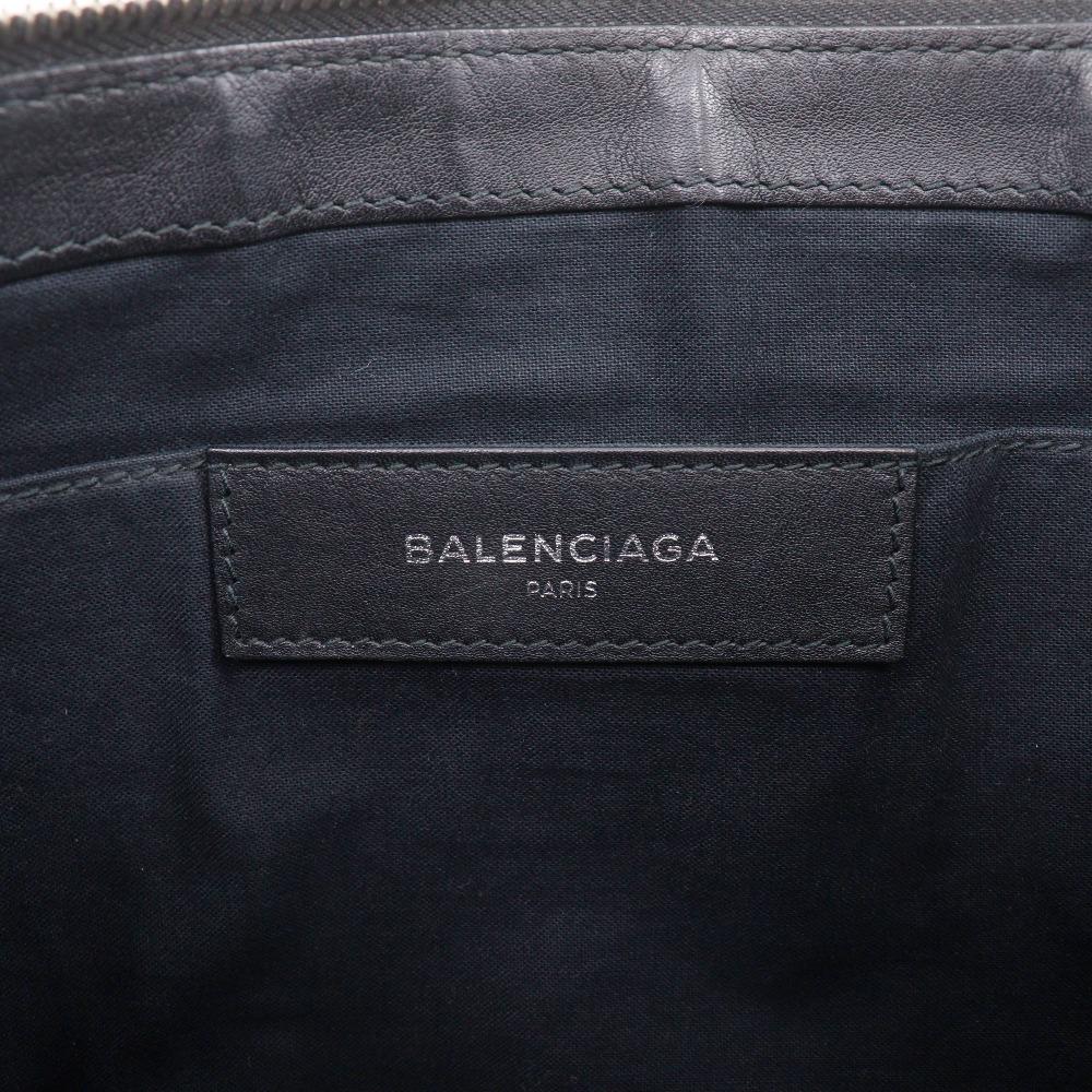 BALENCIAGA Navy clip M Clutch bag 373834 black lambskin unisex Used