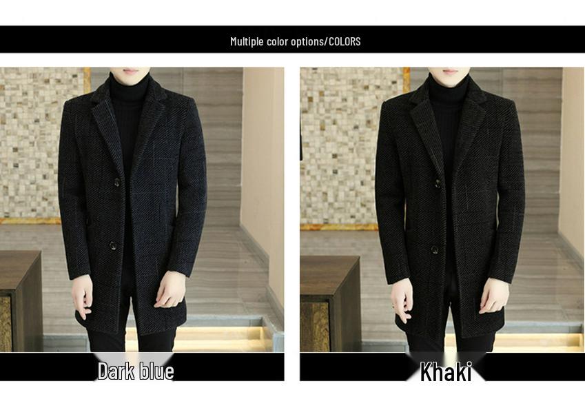 Men's Woolen Mid-Length Slim Fit Lapel Coat - Youth Winter Fashion