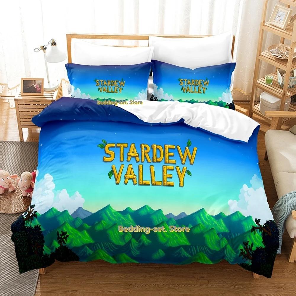 

Комплект постельного белья Stardew Valley, односпальная кровать, двуспальная кровать размера «king-size», комплект постельного белья для взрослых и детей, комплект простыней с 3D-аниме AU Double 180x210cm