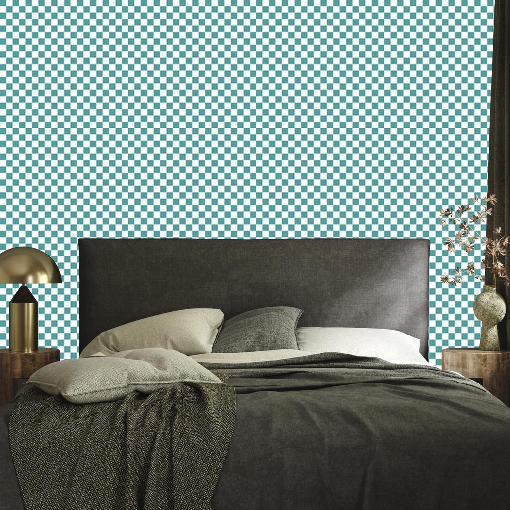 Checkerboard Wallpaper Turquoise, Fine Detail for Living Room and Bedroom 50x1000