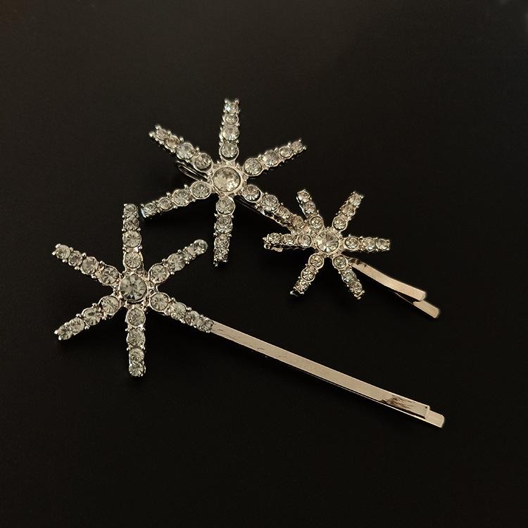 Korea Fashion Party Crystal Hairslide Rhinestone Hairclip Shiny Star Snowflake Shape Hairpin Hair Accessories for Women Headwear