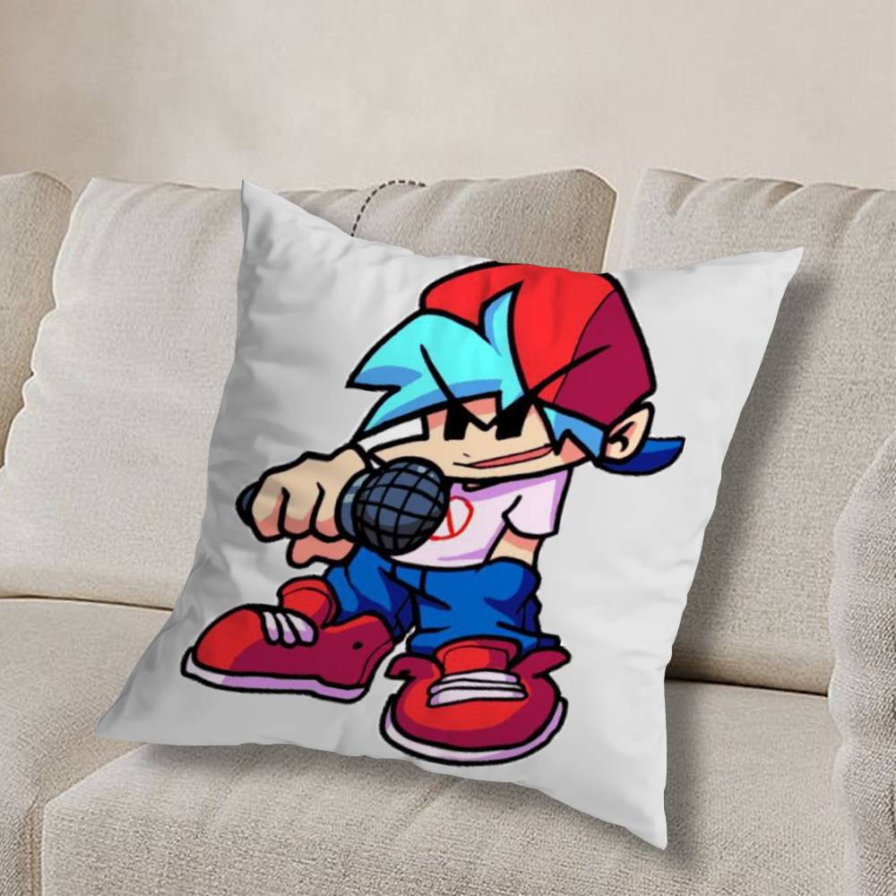 F-Friday Night Funkin cool Pillow Case Square Double-Sided Printing Short Plush Sofa Cushion Cover Bedroom Bedside Pillow
