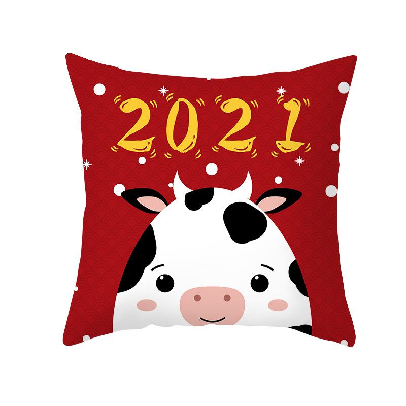 Short Plush Year of The Ox Pillow Insurance Company Gift Cushion Big Red Fortune Pillow Office Cushion