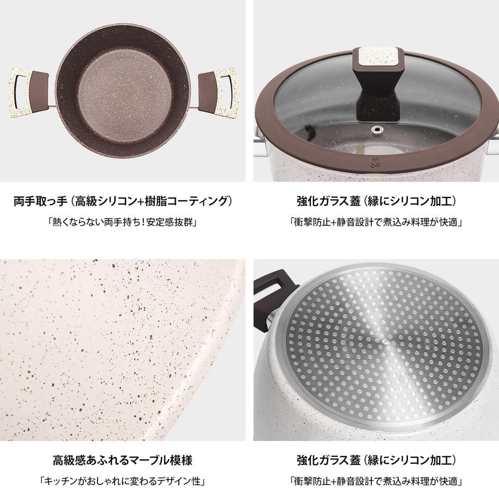 WANGYUANJI 24cm Deep Pot with Induction and Gas Tabletop Pot with Glass Suitable for and Other Easy to Multifunctional Cookware Handle, Compatible,