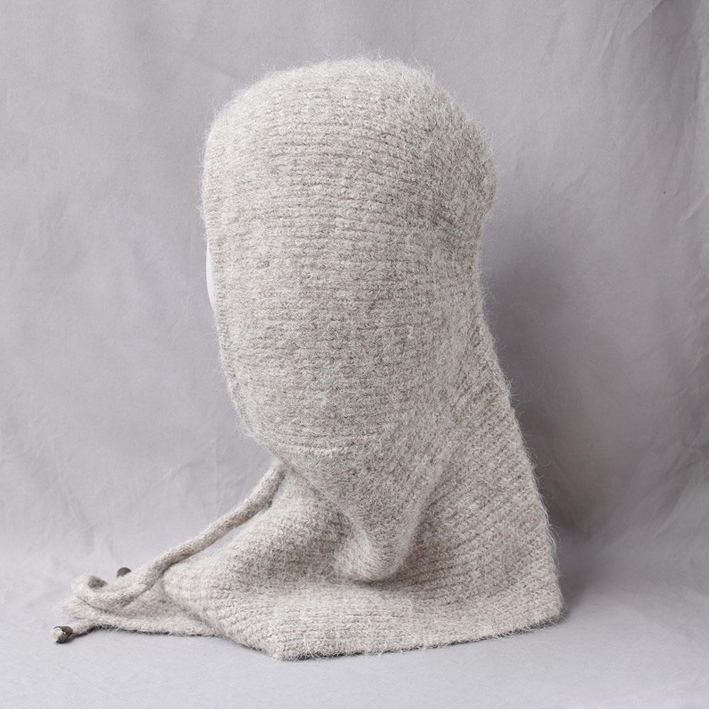 Unisex 100%Wool Knitted Balaclava Winter Ear Face Neck Protect One-Piece Scarf Hat Soft Warm Hooded Beanies Twist False Collar