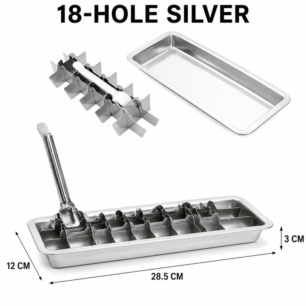 6/18 Cavity Quick Freezing Stainless Steel Ice Tray Lever Release Metal Cube Maker Mold Reusable Box For Cocktail Drinks