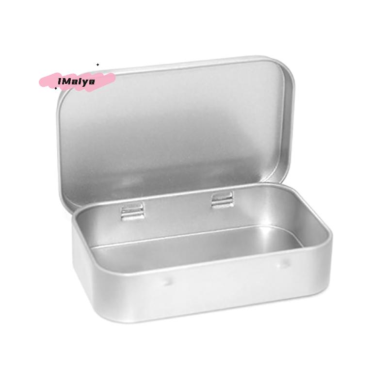 M-1Pc Metal Rectangular Empty Mini Tin Box Tinplate Push Candy Pill Cases Money Coin Jar Hinged Containers Organizer Storage Box