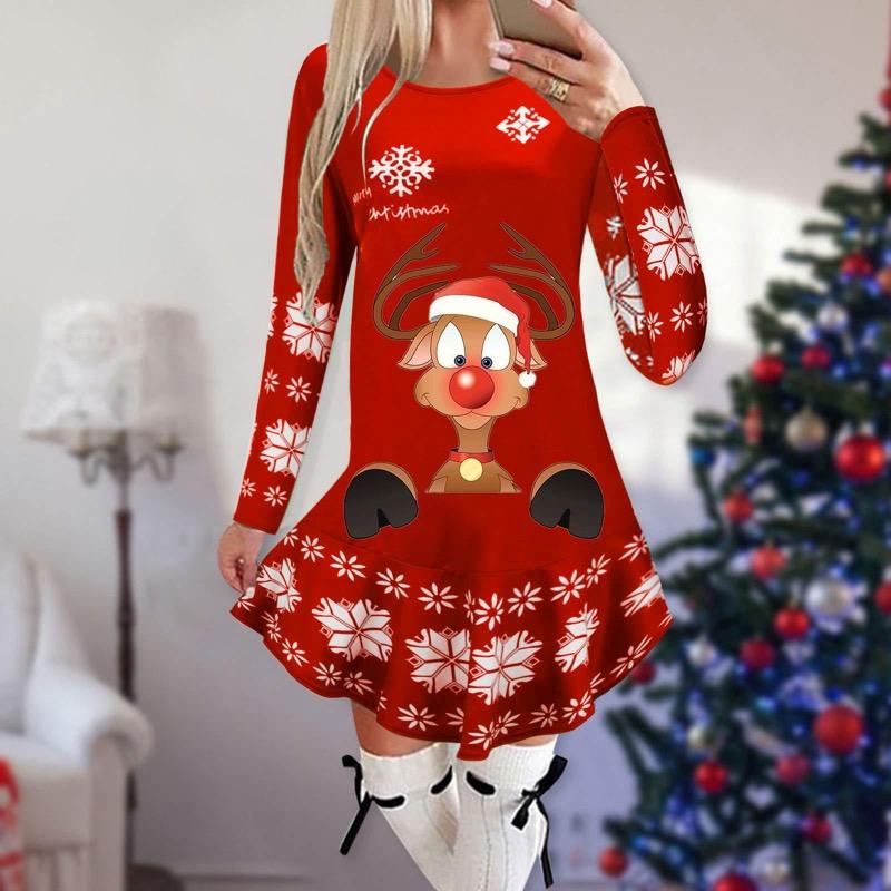 Women's Christmas Printed Dress Base Shirt