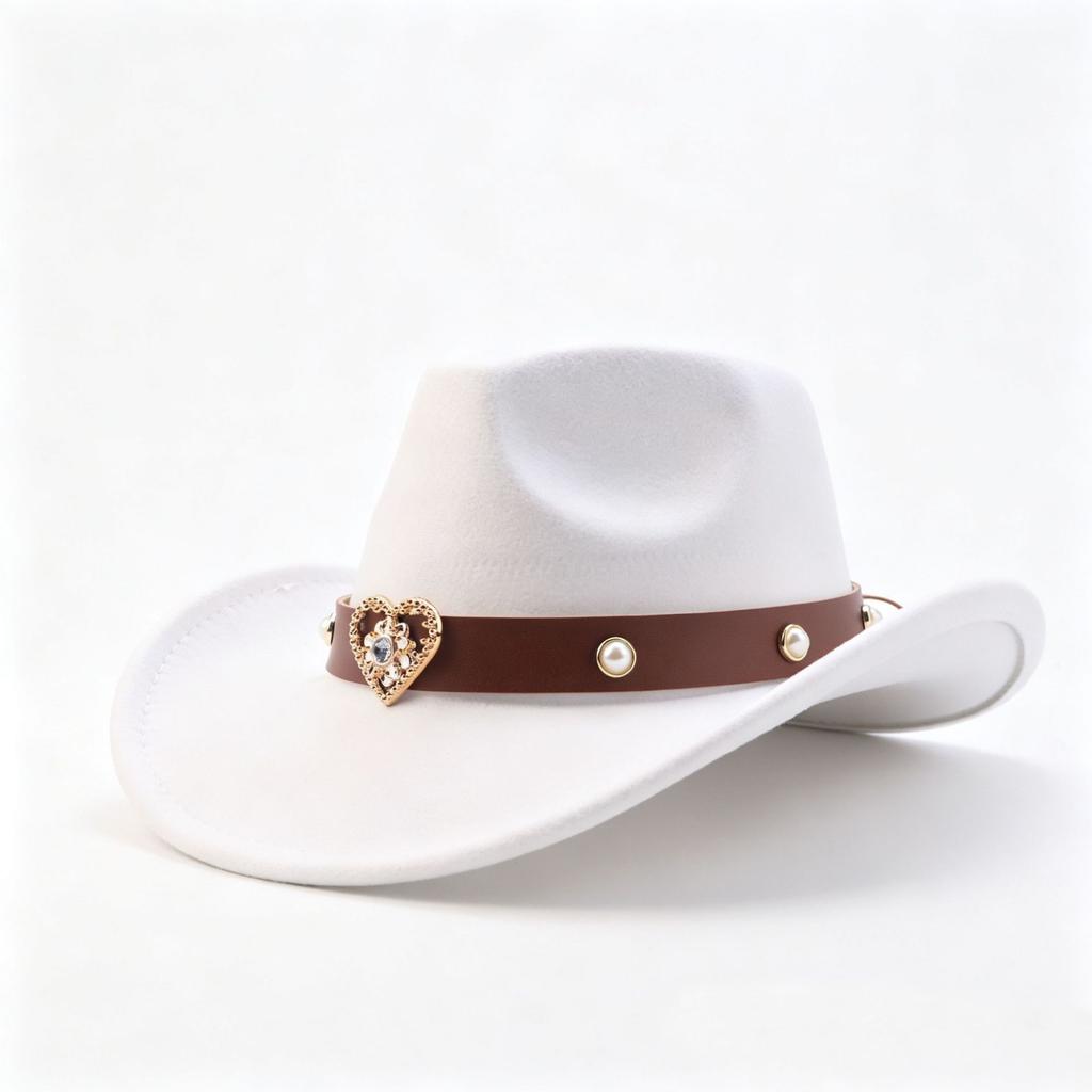 Autumn and winter European and American western cowboy hats retro felt cowboy hats ethnic style love brown accessories cowboy hats