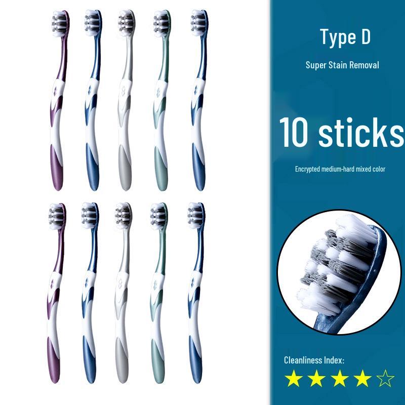 360° Medium-Hard Bristle Toothbrush for Effective Stain Removal - Spiral Filament, Soft Bristle, Adult Size