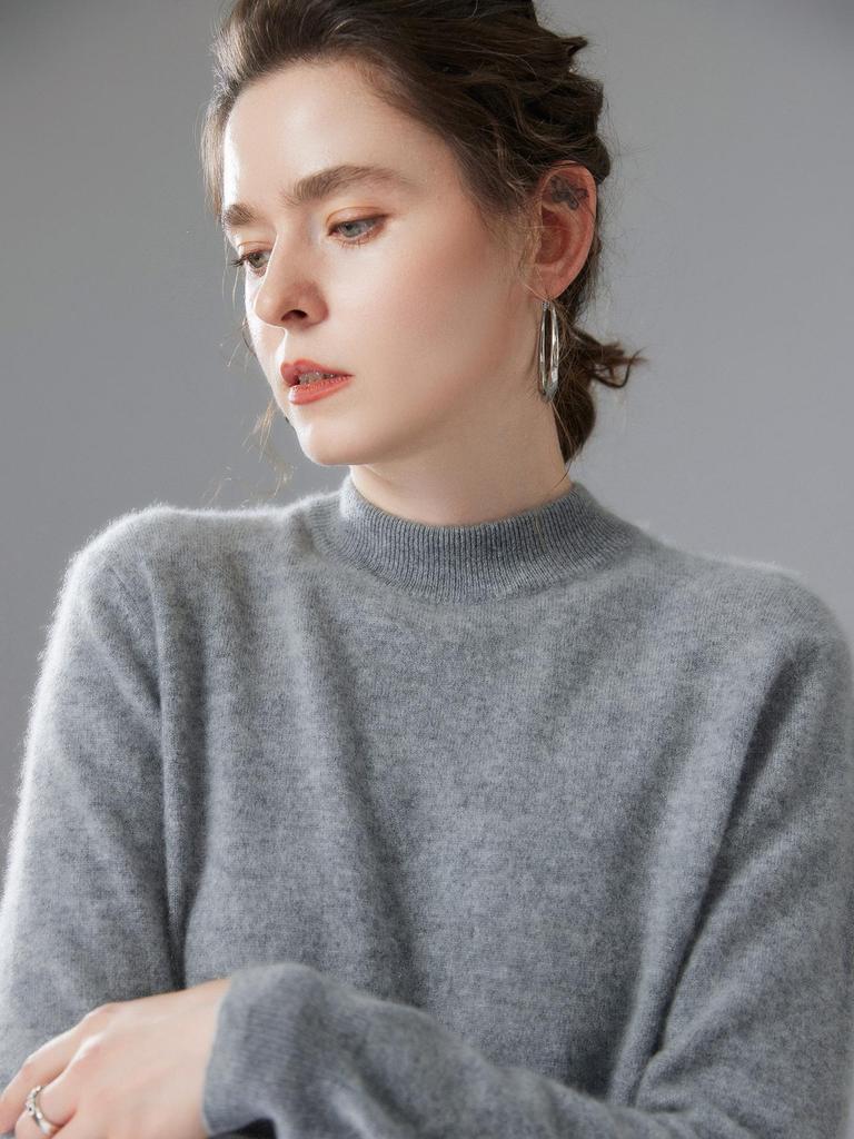 2025 Autumn/Winter Cashmere Knit Women's Half-High Neck Sweater