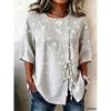 Women's Boho Geometric Print Casual Blouse, Button Tie Front Loose Top for Spring Summer Daily Wear