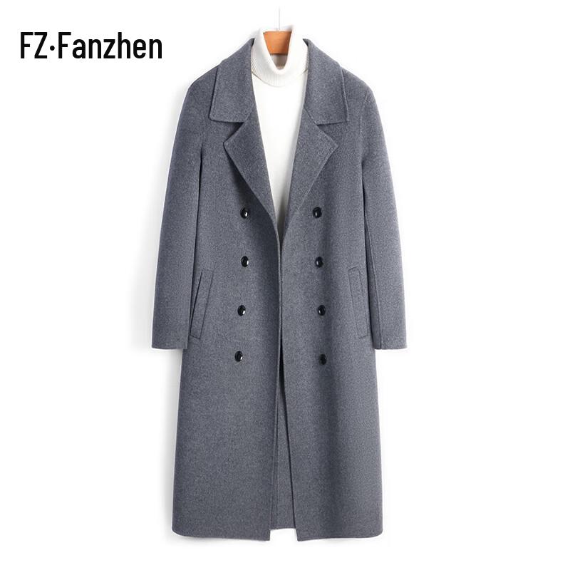 Fanzhen Men's 100% Wool Mid-Length Overcoat