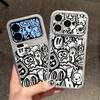 Graffiti Little Monster Electroplating Large Window Suitable for Apple 17Promax Mobile Phone Case IP16 Electroplating 15 Fine Holes 14 Sets