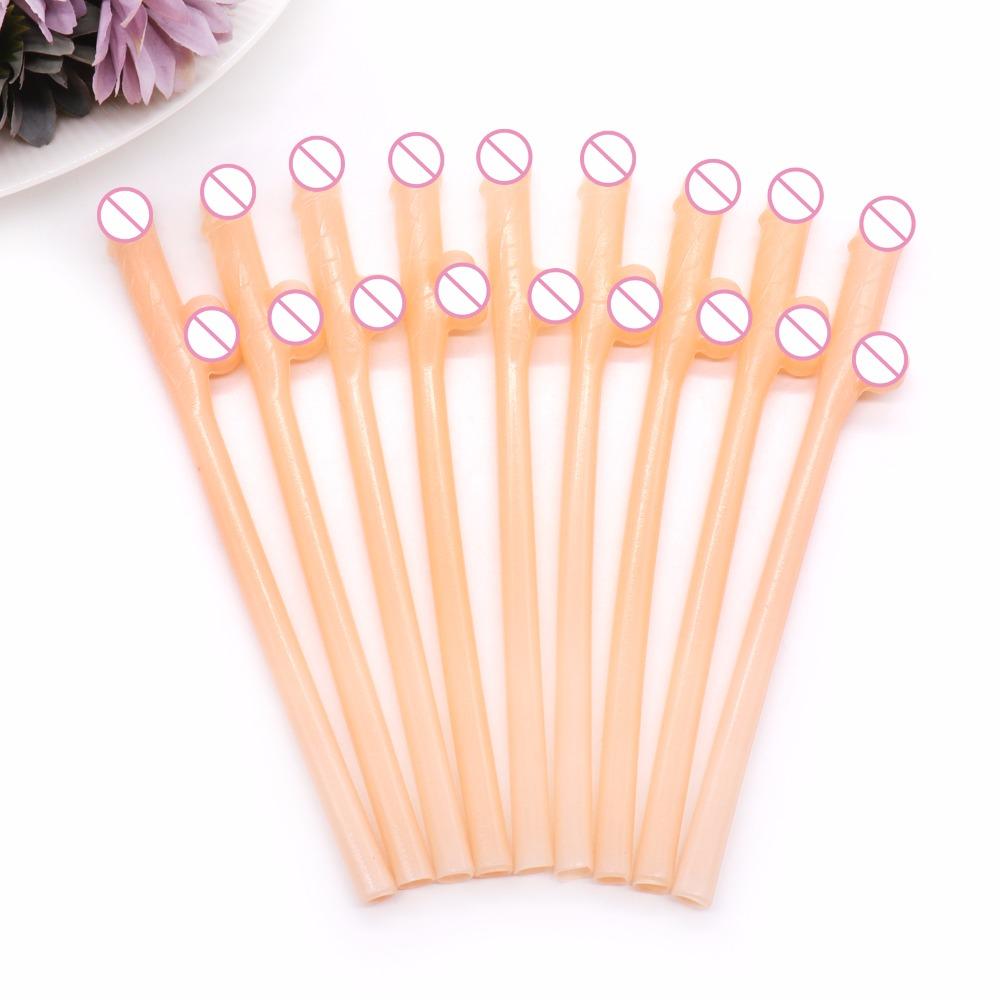 10Pcs Cuticolor Penis Straws Bride Shower Sexy Hen Night Willy Drinking Penis for Bar Bachelorette Party Novelty Nude Straw