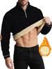 Autumn New Men's Casual Quarter Zip Fleece Lined Sweatshirt with Elbow Patches Solid Color Warm Sportswear Male Fashion Outerwear