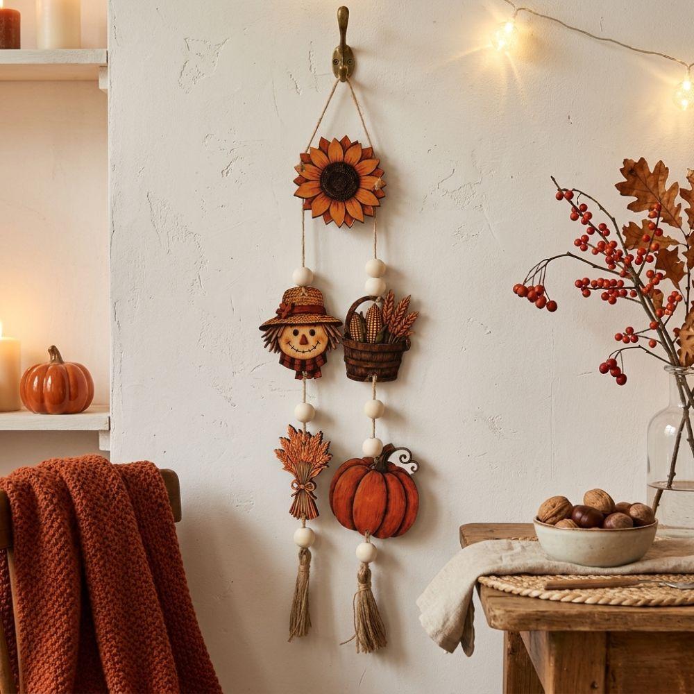 Corn Basket Fall Harvest Wooden Wall Hanging 2D Flat Print Autumn Decor Plaque  Farmhouse Home