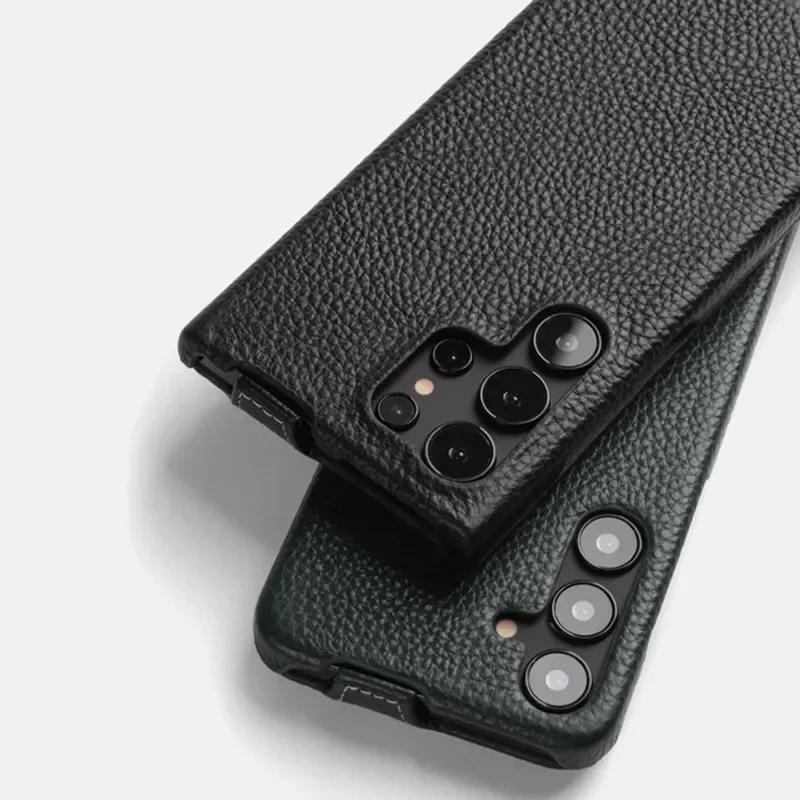 Melkco Kabelloses Laden Rindsleder Hülle Für Samsung Galaxy S26 Ultra S26 Plus 5G Premium Vertikale Flip Handyhülle