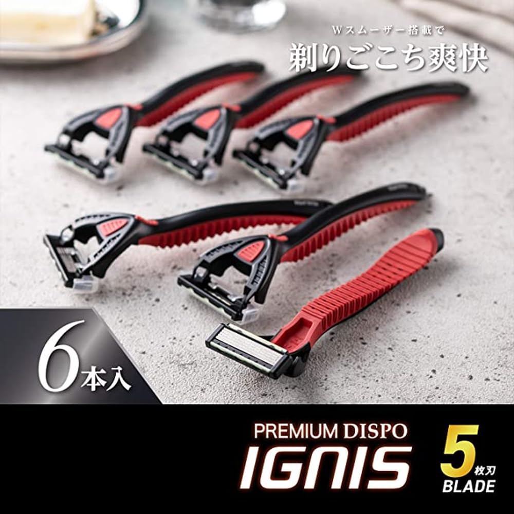 Kai PREMIUM DISPO IGNIS Disposable Pack of 6 5-Blade Razors,