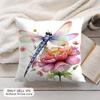 Dragonfly And Flower Cushion Cover Soft Short Plush Pillow Cover Smooth Cozy Texture Aesthetic Cushion Case Home Decor