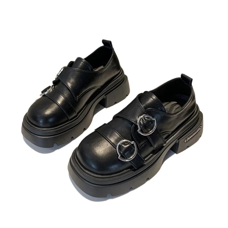 Scarpe da Donna Moda Stile Britannico Zeppa Oxfords Sneakers Casual da Donna Mocassini con Pelliccia Bocca Bassa Punta Tonda Scarpe Piatte Preppy