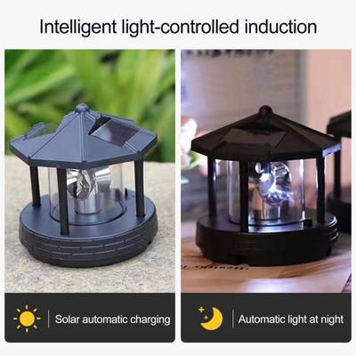 Yousheng Solar Lighthouse Garden Decor Rotating Beacon Light Waterproof LED Solar Lighthouse Ornament for Outdoor Patio Backyard