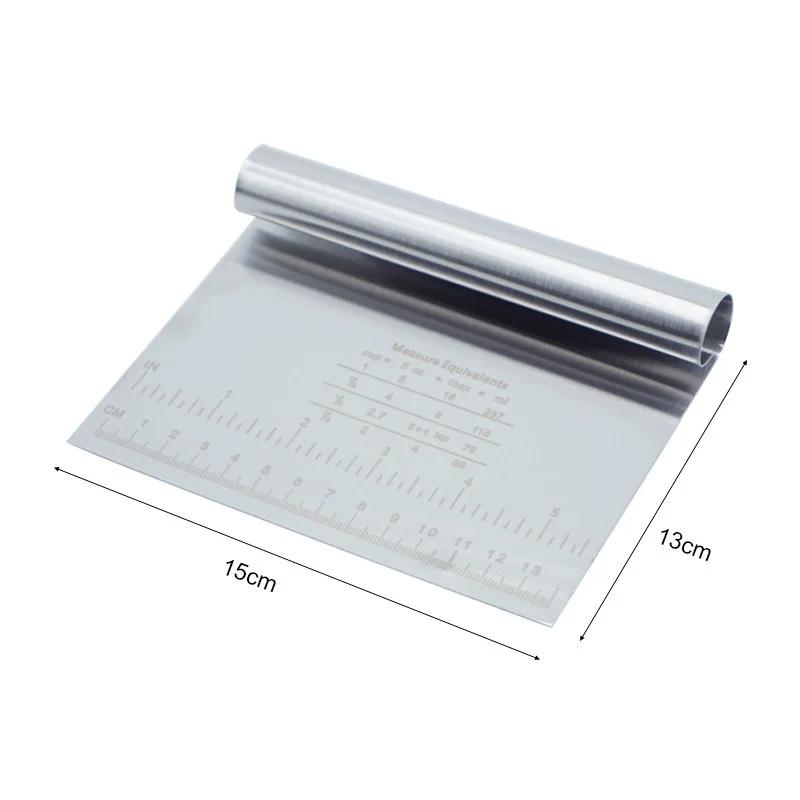 2pcs Stainless Steel Noodle Knife Cake Scraper With Scale Pastry Cutters Baking Cake Cooking Dough Scraper Baking Accessories
