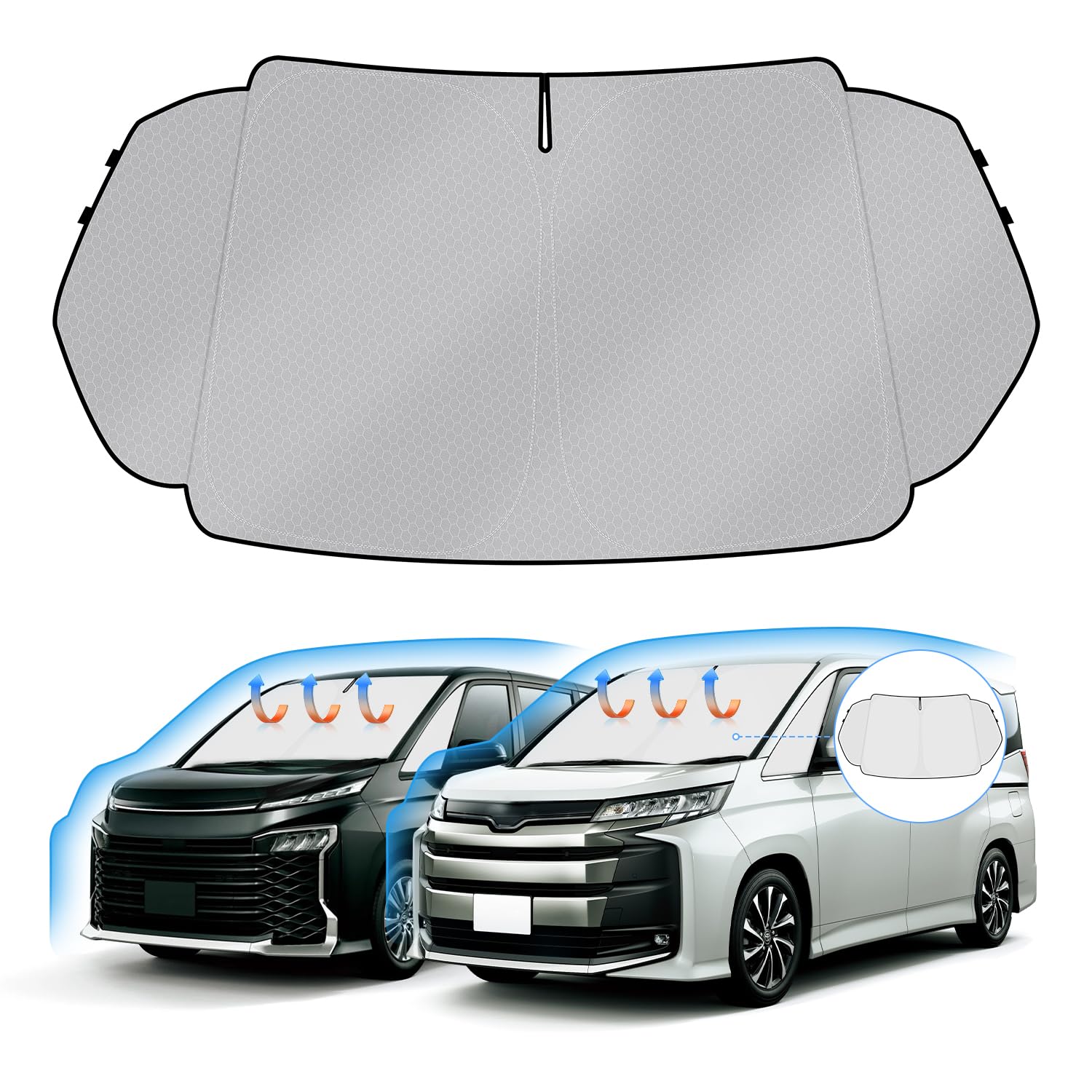 

Toyota 90 Series Windshield Sunshade UV Blackout Handlebar Light Heat Heat Car Camping Honeycomb Storage Bag Interior Easy Direct from the серый