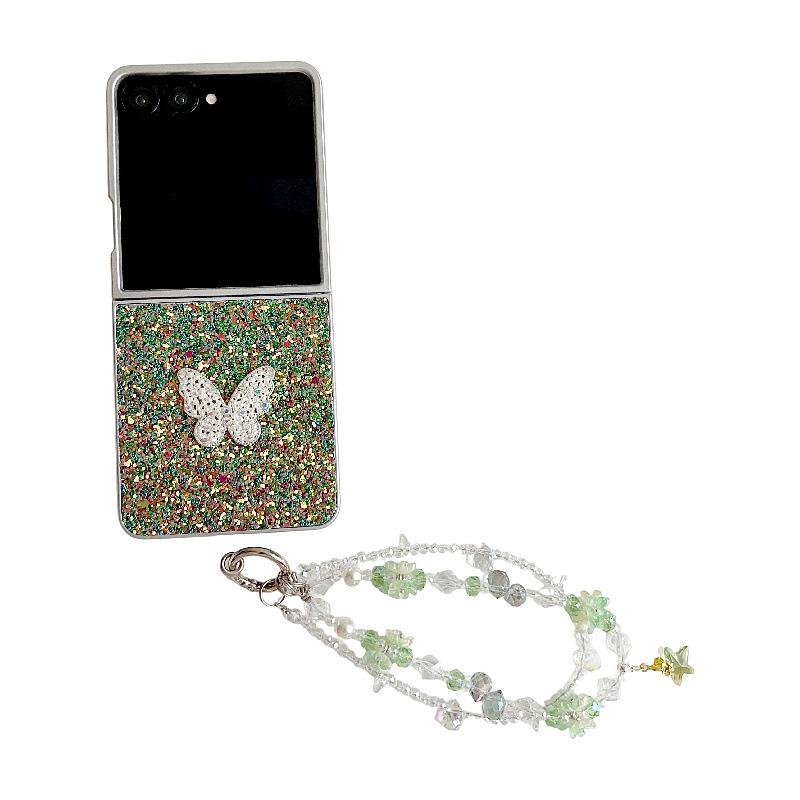 Glitter 3D Flower Samsung Z Flip7 Case with Anti-Fall & Anti-Lost Lanyard