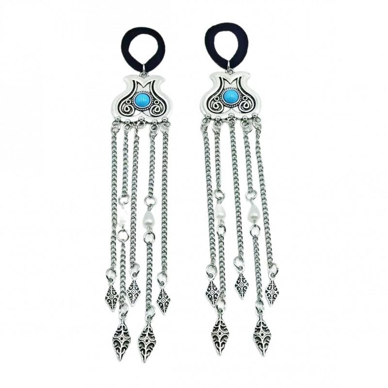 Vintage Floral Alloy Tassel Hair Accessory With Elastic Cord Boho Headband Women Travel Photography